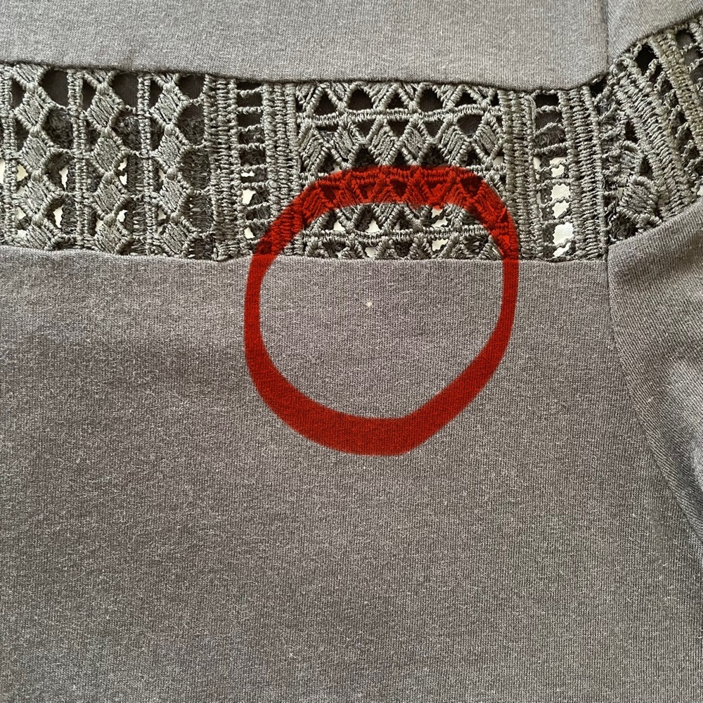 Fabletics Black Short Sleeve T with stripes of solid and see through material - Picture 9 of 9